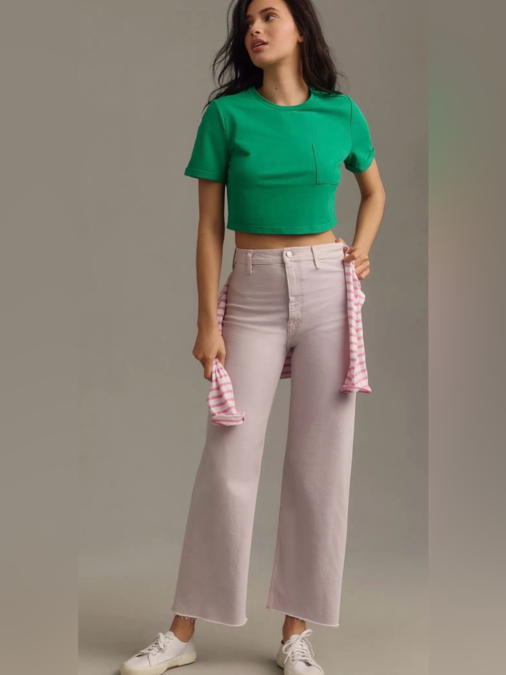 Pistola Penny High Rise Wide Leg Crop Jeans Lavender Haze Pink NWT 26